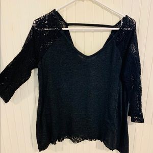 NWT Black Tunic with Lace Accents